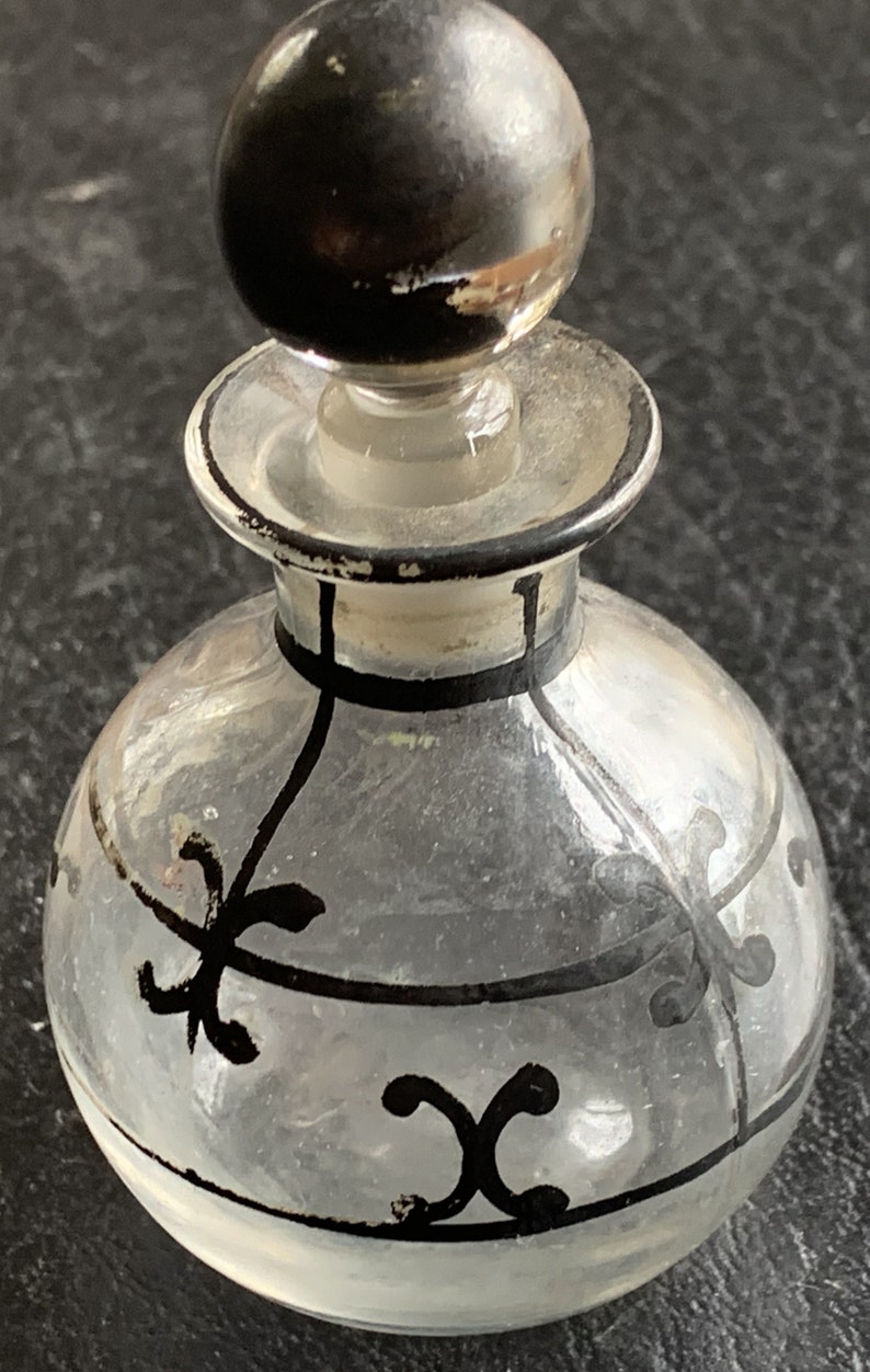 Antique Glass Perfume Bottle Ground Glass Stopper Hand Painted Etsy