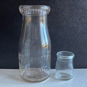 Milk Bottle First National Stores Brookside Dairy Waterbury CT Half Pint Plus 2&quot; Tall Creamer