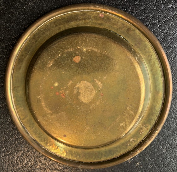 Small Brass Tray Stamped and Crimped over Base St… - image 3