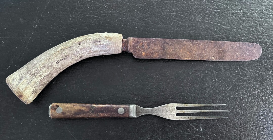 Antler Pistol Grip Knife and Ancient Fork kitb Etsy