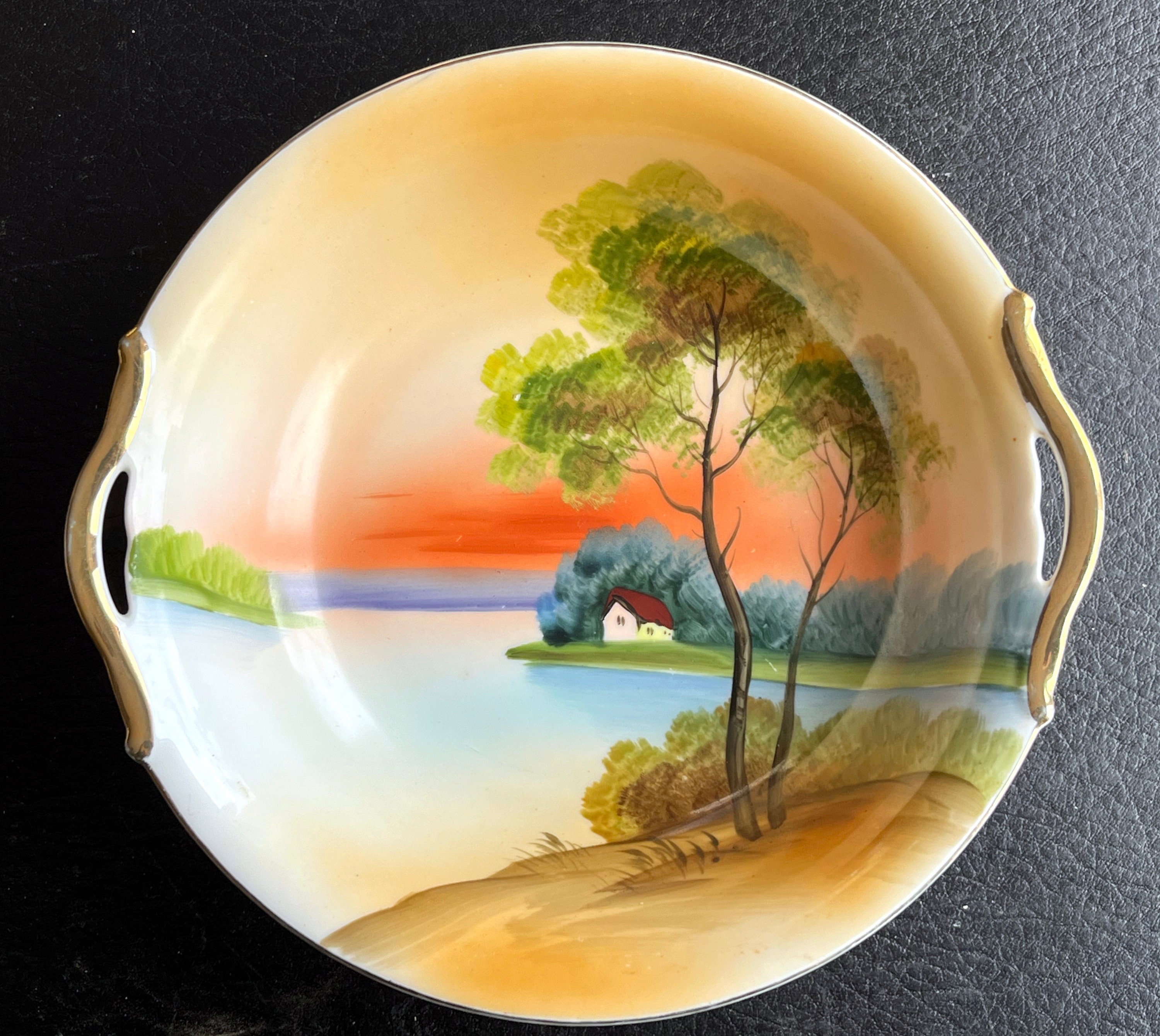 Morimura Noritake Vintage Hand Painted Landscape Lake Scene