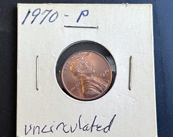 1970 P  Uncirculated (BU) Lincoln Memorial Cent Penny US Mint Coin Free Shipping !  CTA308