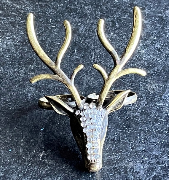 Ultimate Stag Deer Head Antlers Ring Two Finger R… - image 2