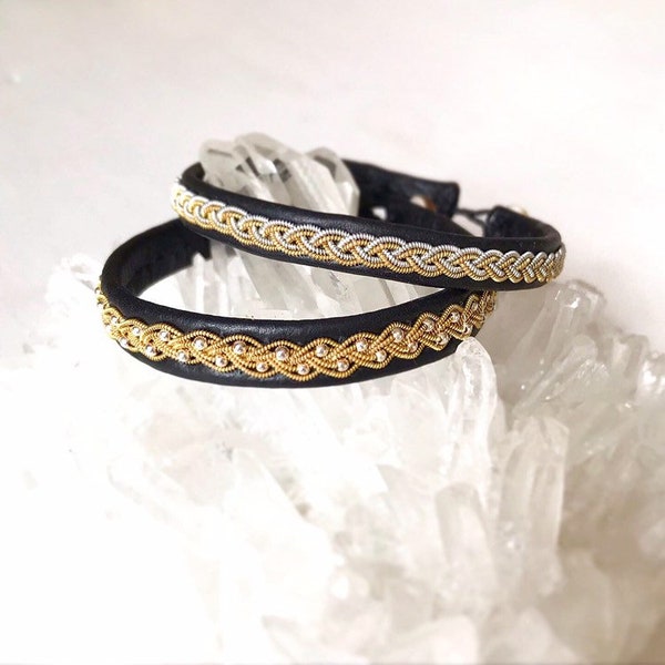 Tennarmband / Pewter Bracelet / Leather Bracelet / Gold Bracelet / Sterling Silver / Sami Bracelet / Swedish Design / Bracelet Stack