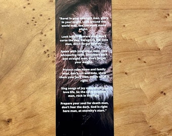 Bookmark with poem about manhood