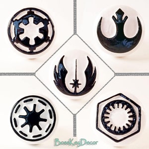 Star Wars Faction Logo Furniture Knobs - retro mancave video game decor compatible w/ cabinets closets cupboards dressers drawers & more