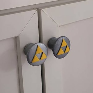 Legend of Zelda TriForce Furniture Knobs - nintendo video game decor compatible w/ cabinets closets cupboards dressers drawers & more
