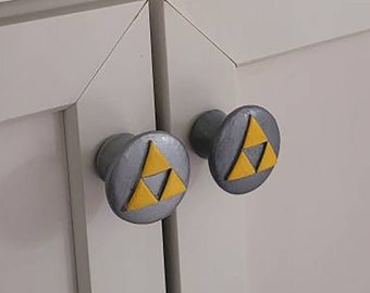 Legend of Zelda TriForce Furniture Knobs - nintendo video game decor compatible w/ cabinets closets cupboards dressers drawers & more