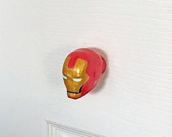 Iron Man Furniture Knob - marvel superhero comic book video game decor compatible w/ cabinets closets cupboards dressers drawers & more