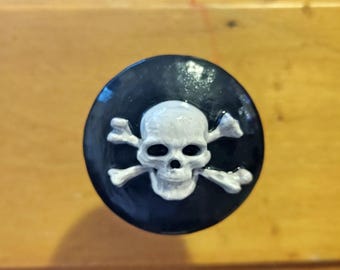 Skull & Crossbones Embossed Knob - Skull x Bones Secret Society Decor Skeleton kitchen cabinet pull dresser drawer knob Goth Halloween Decor