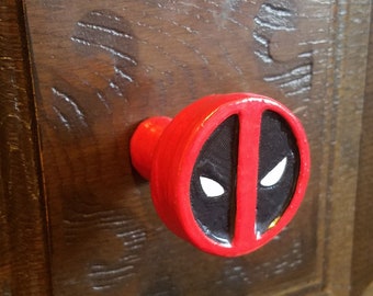 Marvel Deadpool Logo Cabinet Knob | Deadpool Decor | Superhero Knobs | Geeky Cabinet Pull | Comic Book Knobs