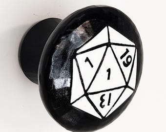 D20 Dice Pull Knob Natural 20 Nat 1 RPG Cabinet Hardware | Role Playing Inspired Dungeons & Dragons Pathfinder Cyberpunk