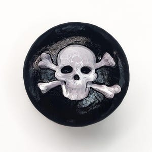 Knop met doodskop en gekruiste botten, decoratie voor geheime genootschappen met doodskop en botten, keukenkastgreep met skeletmotief, gothic Halloween cadeau