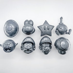 Super Mario Character Knobs - Metallic Black White & Many More Options For Your Gamer Geek Home