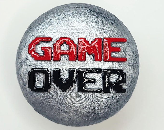 Featured listing image: 8-bit GAME OVER Arcade Cabinet Pulls - Video Game Room Furniture Knobs - Retro Gaming Cabinet Knobs - Resin Drawer Pulls