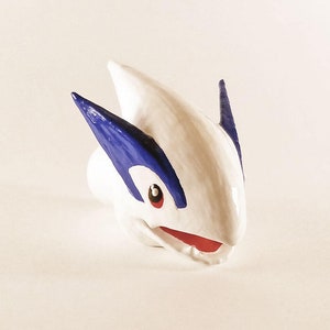 May include: A white ceramic figurine of a stylized creature's head with blue accents on the ears and a red mouth. The figurine has a cartoonish design and is set against a light background. The text "BossKeyDecor" is at the bottom.