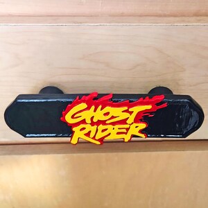 Ghost Rider Drawer Pull Handle | Marvel Superhero Cabinet Hardware | Flame Logo Comic Book Dresser Knob