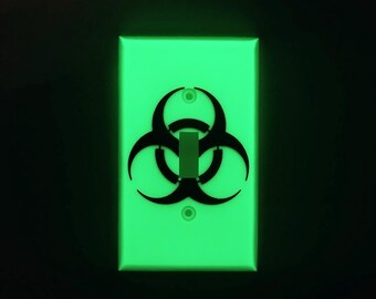 Glow in the Dark Radioactive Icon Wall Plate Cover Single Toggle Switch - Video Game Decor / Resident Evil / Fallout / Zombie Outbreak