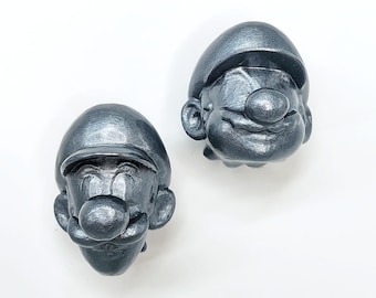 Super Mario Character Knobs - Metallic Black White & Many More Options For Your Gamer Geek Home