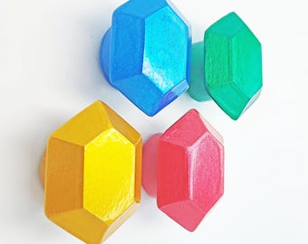 Rupee Furniture Knobs | Legend of Zelda Metallic Gemstone Drawer Knobs Cabinet Pulls | Nintendo Video Game Decor