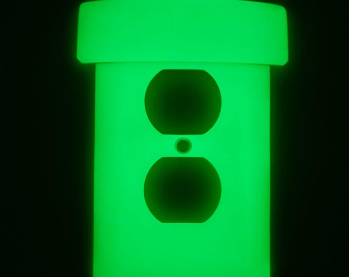 Featured listing image: Mario Warp Pipe Wall Cover Plate | Glow in Dark Resin Cast Light Switch Cover Power Outlet Single Rocker Nintendo video game decor
