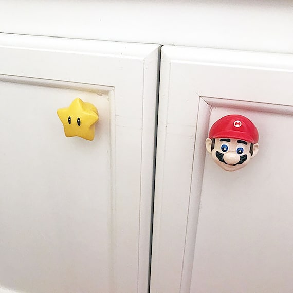 Super Mario Drawer Knobs Nintendo Video Game Decor Mario Etsy