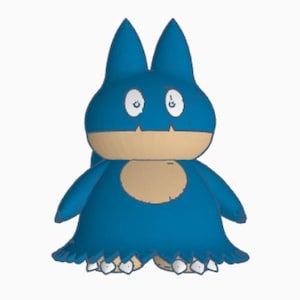 Peut inclure: Une figurine de créature bleue et beige avec deux oreilles pointues, de grands yeux blancs, une tache ventrale beige arrondie et de petites griffes blanches sur les pieds. Le personnage a un corps large et trapu avec une base évasée.