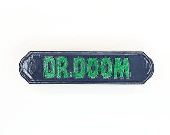 Dr. Doom Drawer Pull Handle Marvel Superhero Cabinet Hardware Comic Book Fan Dresser Knob Green Logo