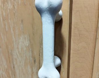 Classic Bone Handle - vertical or sideways kitchen cabinet pull dresser drawer handle / Goth Halloween Dinosaur Dog Bone Furniture Hardware