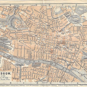 Vintage Reiseführer Druck GLASGOW SCHOTTLAND von 1907