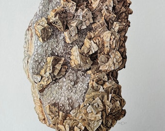 Ankerite Mineral Print, Vintage Geology Lithograph, 1960s Retro Poster