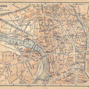 Vintage Reiseführer Toulouse Frankreich Stadtplan von 1901