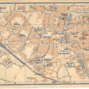 Vintage reisgids print stadsplattegrond PERIGUEUX FRANCE uit 1901