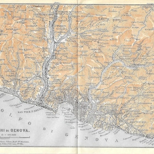 Vintage reisgids print genua Italië uit 1913