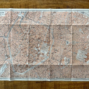 1910 Vintage BRÜSSEL BELGIEN Druck. Antiker und Vintage Reiseführer. Geographie Illustration und Wandbild