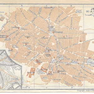 Impressão de guia de viagem vintage JEREZ de la frontera ESPANHA de 1907