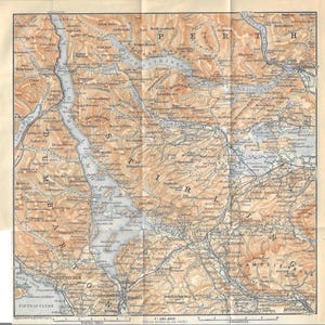 Vintage reisgids print Stirling Schotland regiokaart uit 1906