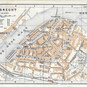Vintage Reiseführer Druck DORDRECHT NIEDERLANDE von 1907