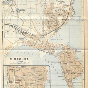 Impressão de guia de viagem vintage Siracusa, Itália, de 1936