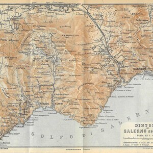 Guide de voyage vintage imprimé côte amalfitaine et Salerne Italie de 1936