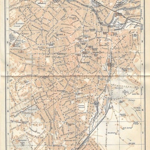 Vintage reisgidsafdruk SHEFFIELD VERENIGD KONINKRIJK stadsplattegrond uit 1906