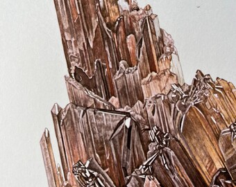 Cerussite Mineral Print, Vintage Geology Lithograph, 1960s Natural History Poster