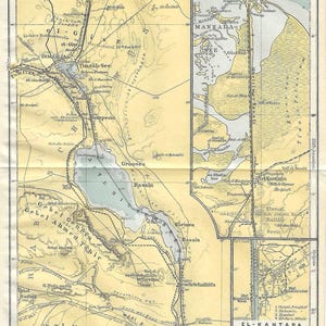 Guide de voyage vintage imprimé canal de suez, egypte de 1928