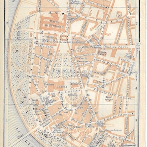 Vintage reisgids print stadskaart van vichy frankrijk uit 1906
