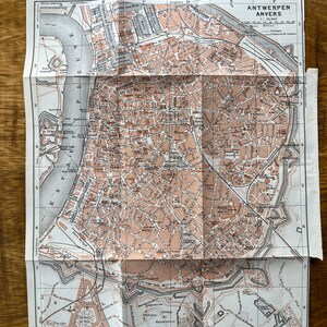 1910 Vintage ANTWERPEN BELGIEN Stadt Druck. Antiker und Vintage Reiseführer. Geographie Illustration und Wandbild