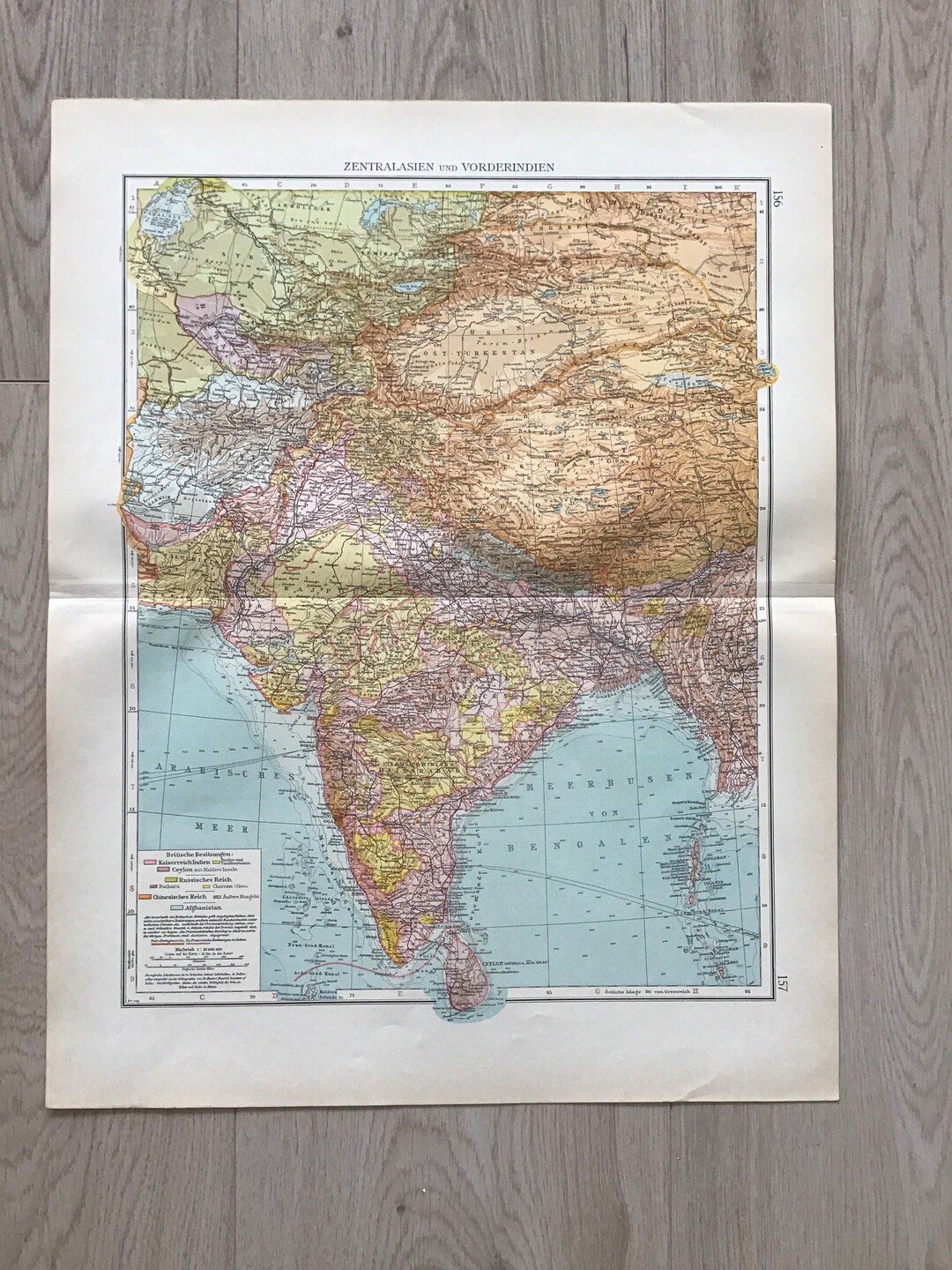 Vintage Antique Map India, Nepal, Tibet / Historical Map Indian Subcontinent 1924 - Etsy