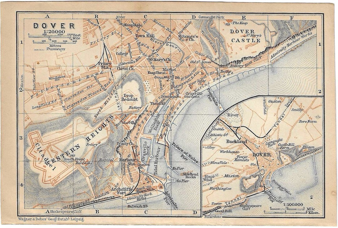 Vintage Travel Guide Print DOVER UNITED KINGDOM City Map From 1906 - Etsy