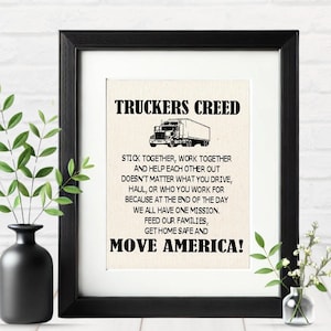 Trucker Gift Canvas Print–Trucker Prayer Wall Art, 18 Wheeler Decor, Semi Truck Sign Father’s Day Gift for Truck Drivers, Trucker Room Decor