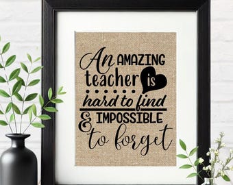 Teacher gift, personalized teacher gift, teacher art print, burlap print, teachers, teacher decorations, amazing teacher, gift for teachers