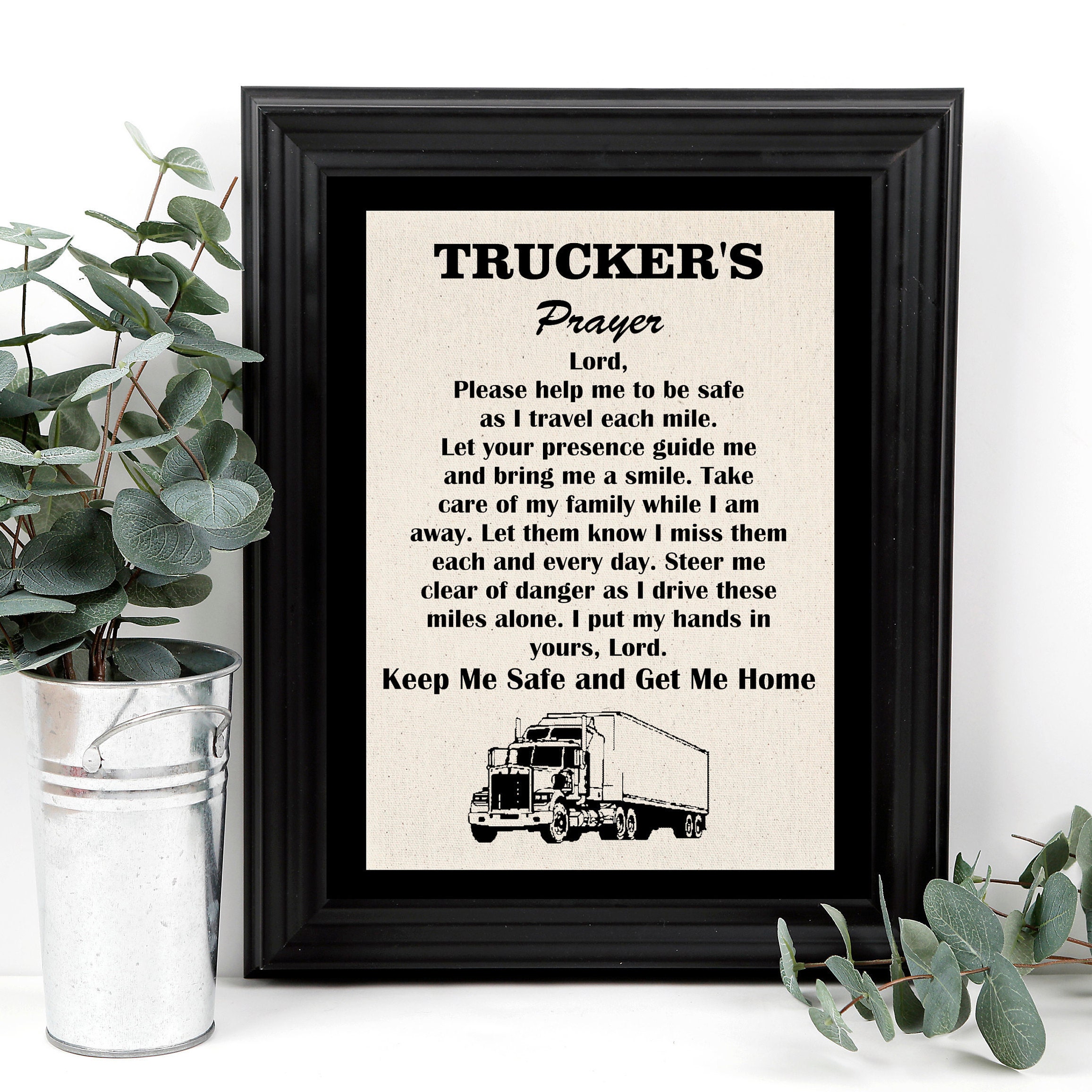 Trucker Prayer, Canvas Prints, Prayer for Truck Drivers, Father's Day